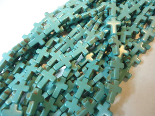 (image for) Turquoise blue cross beads #TU1193-12